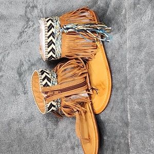 Ankle Gladiator Fringed Braided Tassel Sandals NEW